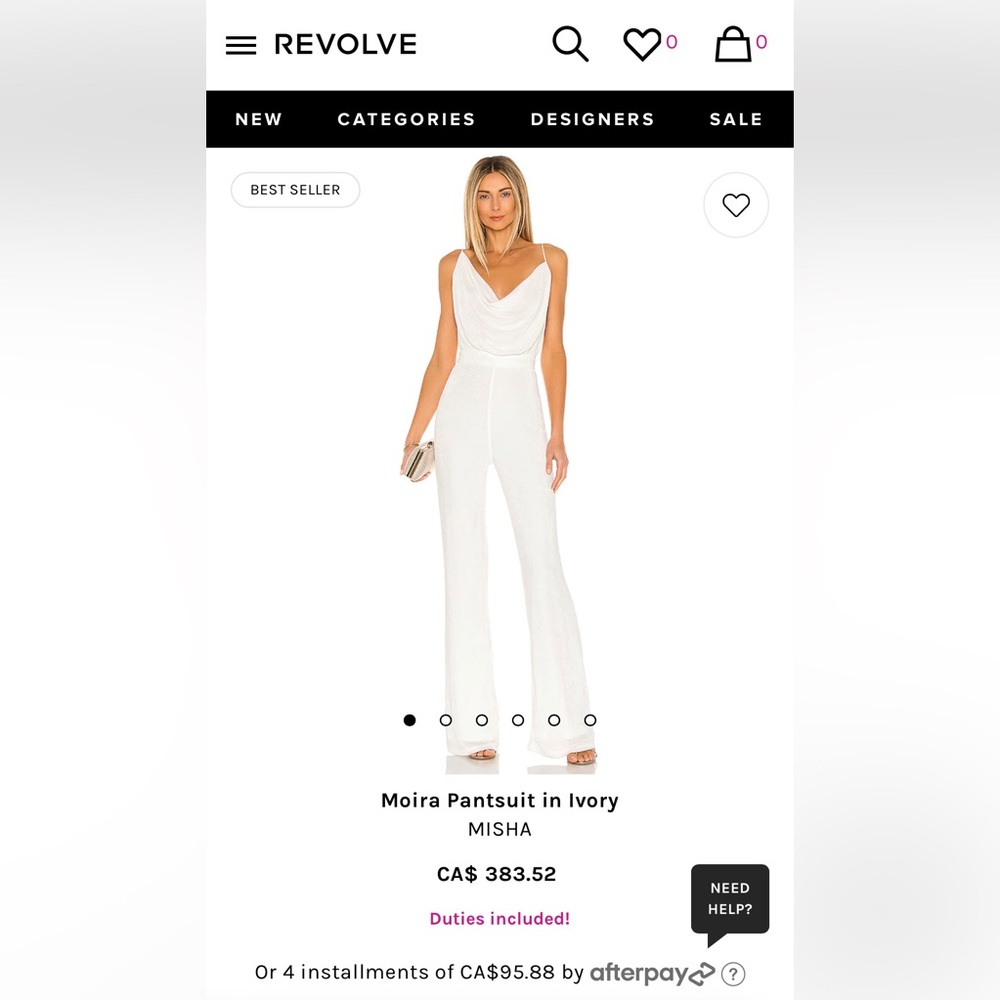 White Slinky Jersey Jumpsuit by Misha from REVOLVE